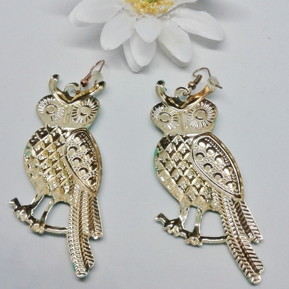 Handmade Rustic Owl Yellow Earrings( Made In Spain - Picture 4 of 4